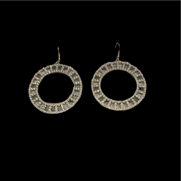 NEW, Anthropologie, Shiny, Geometric Design Dangle, Hoop Earrings - Picture 3 of 12